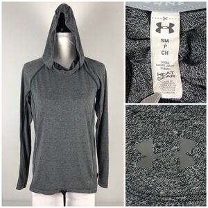 Under Armour Womens Small UA Threadborne Train Hoodie Shirt Long Sleeve Gray EUC